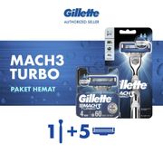 Gillette Mach 3 Turbo Alat Cukur + 4 Refill Pisau Cukur