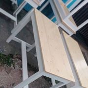 meja makan meja cafe kaki putih kayu jati Belanda ukuran 100×50×75cm