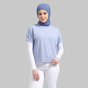 Greenlight Sweatshirt Kerah Bulat Original LenganPendek Cotton Katun Shirt Basic Wanita Biru 070822