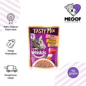 Whiskas Tasty Mix Tuna Kanikama Carrot Makanan Kucing 70gr