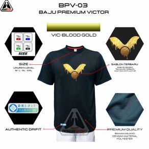 bpv-vic blood baju badminton premium victor baju badminton sablon dtf - vic-blood gold xxl