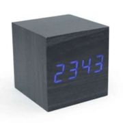 Dijual Jam Meja Kayu LED Digital Wood Rectangular Clock - JK-858 - Hitam Biru Limited