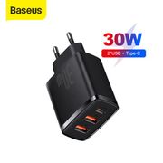 kepala charger baseus fast charging qc3.0/4.0 dual usb / type-c 30w 5a - dual usb + tc