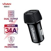 car charger vivan cc02c 3.4a dual usb smart ic quick charging - ori
