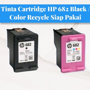 1 Set Tinta cartridge HP 682 Black + Color Recycle siap Pakai