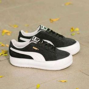 Sepatu pria puma suede black white sneakers original