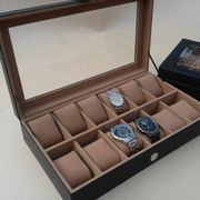 tempat | wadah | kotak | box jam tangan isi 12 hitam inner coklat