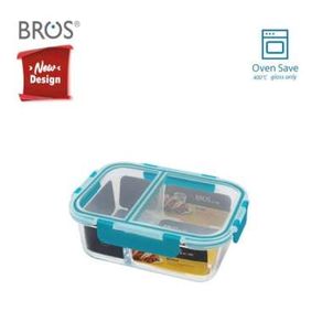 BROS OVEN GLASS 850ML - 2 COM WADAH MAKANAN / CONTAINER DIVIDE RECT.
