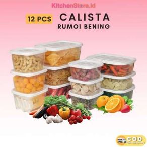 [Cod] Wadah Plastik Set Calista Rumoi Bening [12-Pcs] Food Storage Set