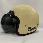 helm bogo cream glossy solid helm dewasa helem sni retro classic - cembung smoke