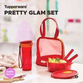 Tupperware Pretty Glam (4 in 1) - Tempat Makan Minum Set Mewah + Tas
