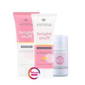 Paket EMINA Bright Stuff 3 pcs Face Wash 50mL + Moist Cream 20mL + Face Toner 50mL