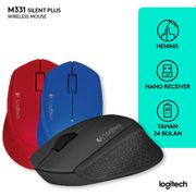 mouse wireless logitech m331 - silent plus mouse garansi resmi 1 tahun - merah+bublewarp