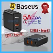 Baseus Adaptor PD 30W USB + Type C Kepala Charger Adapter QC 3.0 Fast Charging PPS Dual Triple Port