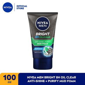 NIVEA MEN Bright 8H Oil Clear Anti-Shine + Purify Mud Foam - Sabun Cuci Muka