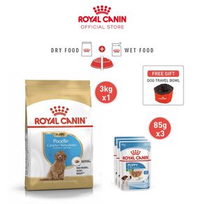 Royal Canin Poodle Puppy (3kg) Dry + Mini Puppy (85gx 3 packs) Wet - Mixed Feeding Bundle