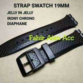 strap tali jam tangan swatch irony chrono 19mm hitam motif/tali jam