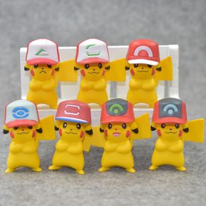 Boneka Figur Anime Pokemon 7 Buah/Set Hadiah Anak Mainan Lucu Pikachu Ulang Tahun Ke-20