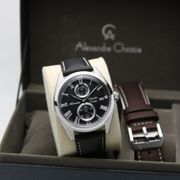 JAM TANGAN PRIA ALEXANDRE CHRISTIE AC 3040 AC3040 SILVER BLACK AUTOMATIC LEATHER ORIGINAL GARANSI RESMI 1 TAHUN
