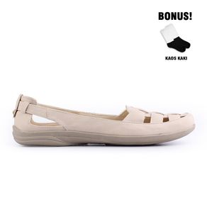 [GRATIS KAOS KAKI] Raindoz X Catenzo - KS 810 Sepatu Wanita Flat Casual Original Kulit Sintetis Cream Sapatu Terlaris Shoes Woman Flatshoes Ori Warna Krem Cewek Perempuan Terlaris Kekinian Termurah