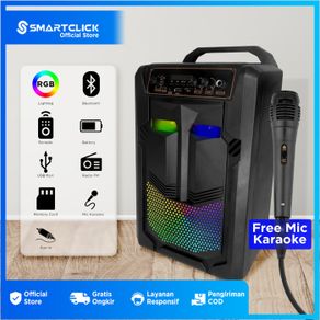 speaker bluetooth 8.8  free mic karaoke super bass party lamp