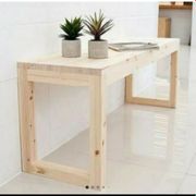 meja makan minimalis lexi table all size jati belanda asli - natural 80×40×70