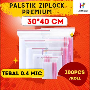 Plastik Bening/Plastik Klip/Plastik Packing Makanan/Zipper Bag/Plastik Zip Lock Ukuran 30x40 Isi Full 100pcs