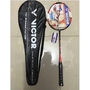 raket badminton victor senar bahan carbon + tas + grip siap pakai - lining