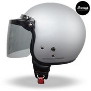 helm bogo retro black doff include kaca bogo datar bg-05 original - silver doff