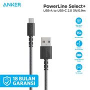 DISCOUNT KABEL CHARGER ANKER POWERLINE SELECT+ USB-A TO USB-C BLACK - A8022 - HITAM SALE PRICE