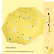 payung lipat 3 otomatis buka tutup anti uv pastel motif buah automatis - lemon
