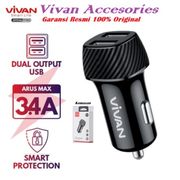 vivan car charger cc02c 3.4a dual usb smart ic quick charging original
