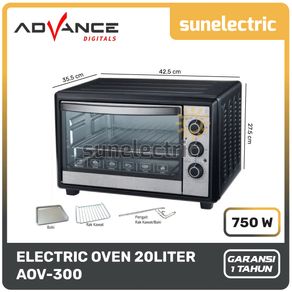 Advance Electric Oven Listrik Kapasitas 20 Liter Daya 750 Watt + Timer AOV-300 / AOV300 / AOV 300 - Hitam