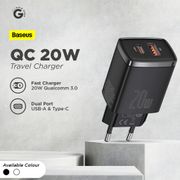 Baseus - Kepala charger - Quick Charger 20W USB + Type-C Fast Charging