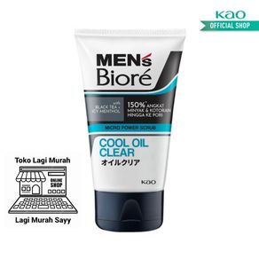 Mens Biore Double Scrub Facial Wash Cool Oil Clear 100gr  100 gr
