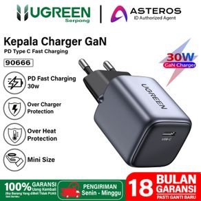 adaptor kepala charger iphone pd type c ugreen fast charging 20w - 90666 gan 20w