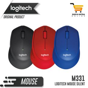logitech m331 silent plus mouse wireless - merah