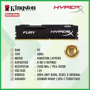 RAM PC DDR4 8GB 2400MHZ PC4-19200 HYPERX KINGSTON
