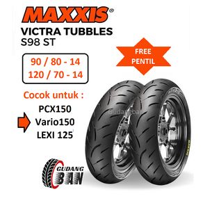 Paket MAXXIS VICTRA 90 80 14 dan 120 70 14 TL Ban Luar Motor Vario 150 LEXI PCX 150 Aerox FREE PENTIL