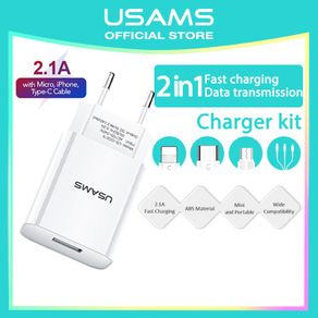 USAMS Official Original T18 Kepala Charger kabel charger Micro/ Lightning/ Type-C charging 3in1 Kabel Data Huawei/ Xiaomi/ Oppo/ Vivo/ Samsung / IPhone 11 12 13 Pro 7 6 Plus 6s 5s
