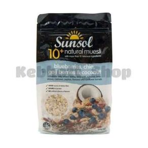 Sunsol 10+ Natural Moesli Blueberries Chia Goji Berries & Coconut 500g