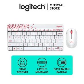 Logitech MK240 Nano Wireless Combo Keyboard Mouse - White