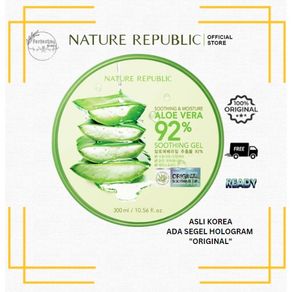 NATURE REPUBLIC Aloe vera 92% soothing gel-300ML ORIGINAL SEGEL HOLOGRAM