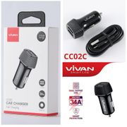 plug in Saver Mobil VIVAN CC02C 3.4A Dual Port IC Quick Charging Car Charger with Cable Micro USB