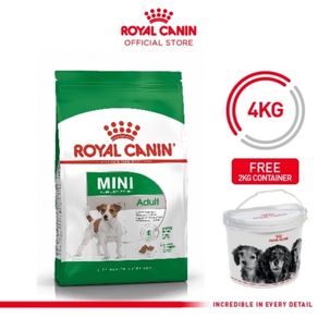 Royal Canin Mini Adult 4kg +  Gimmick 2KG Half Moon Dog Container