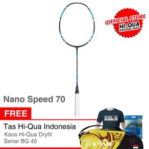 Hi-Qua Raket Bulutangkis Nano Speed + Free Senar BG45, Tas, Kaos