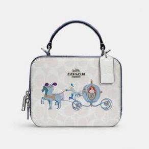 Disney X Coach Box Crossbody In Signature Canvas With Cinderella