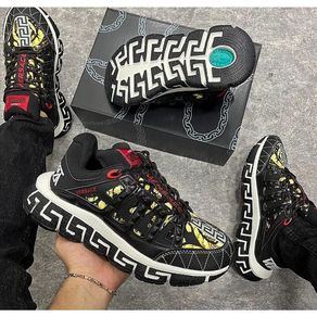 Sepatu Sneakers Versace Trigreca Black Gold Hitam Emas Premium