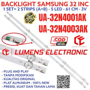 BACKLIGHT TV LED SAMSUNG 32 INC UA 32N4001 32N4003 32N4001AK 32N4003AK UA32N4001AK UA32N4003AK 32N4001 32N4003 32N LAMPU BL LED 5K 5LED 5 KANCING 3V
