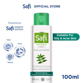 Safi Naturals Micellar Water 100ml. (Rose Flower Water/ Cucumber Extract/ Neem Leaf/ Yuzu Extract)